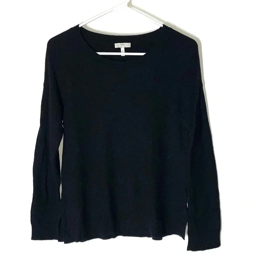 Joie Wool Cashmere Blend Black Crewneck Neck Knit Sweater Size XS